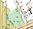 Kartassa on käytössä vihreä katkoviiva kuviorajojen, eli selvästi erottuvien erilaisen kasvillisuuden alueiden kuvaamisessa. Symboli on käytössä, koska se erottuu kivisessä maastossa paremmin Suomessa tavallisesti käytetystä mustasta pisteviivasta.